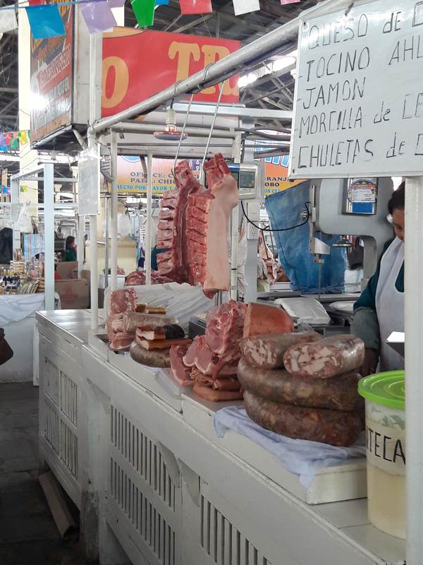 Meat in San Pedro Market in Cusco